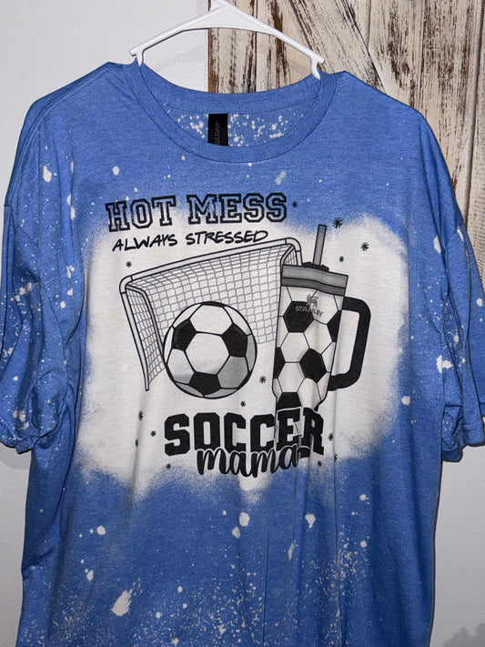 Blue Hot Mess Soccer Mama