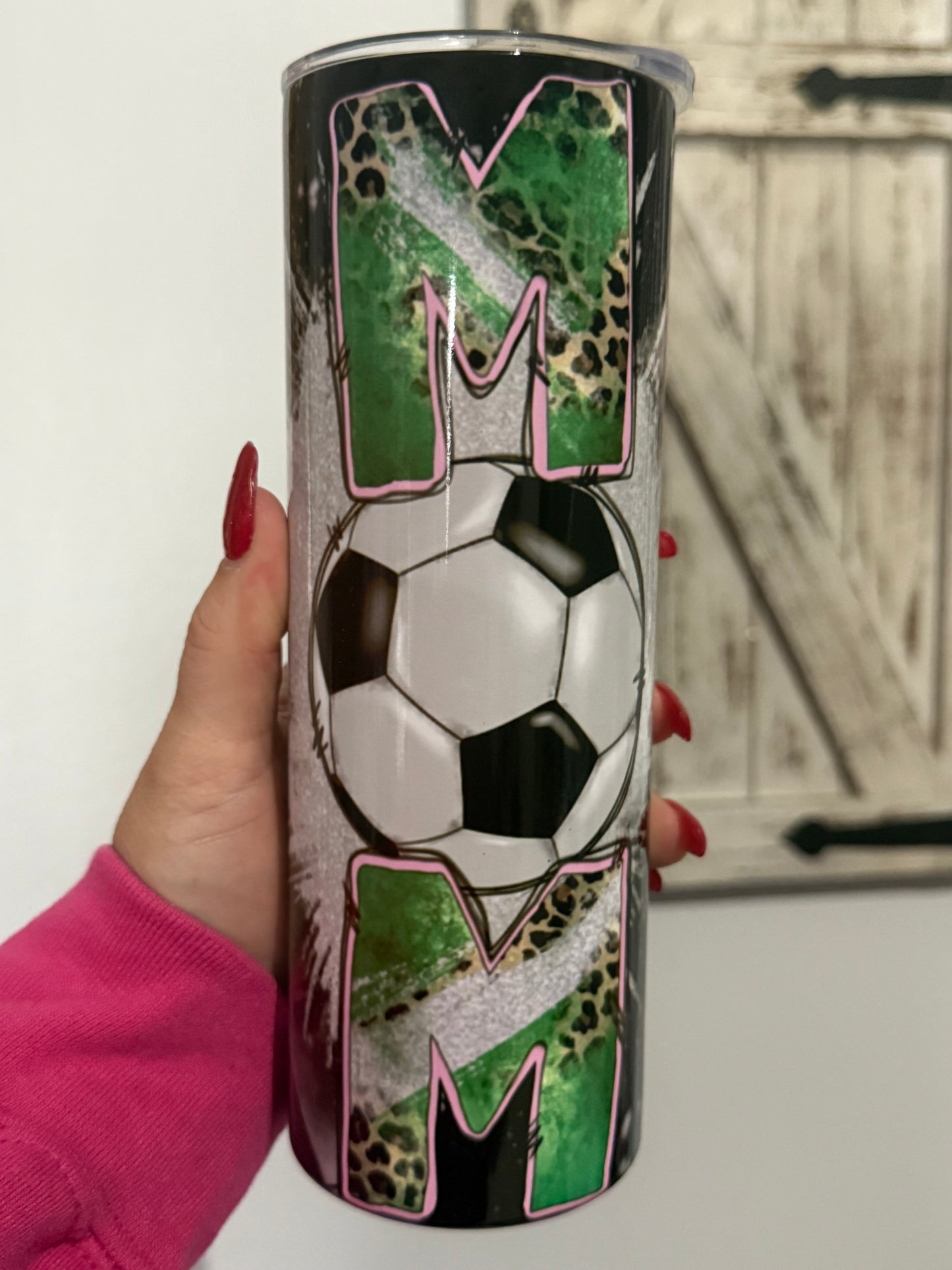 Pink and Leopard Soccer Mom Tumbler